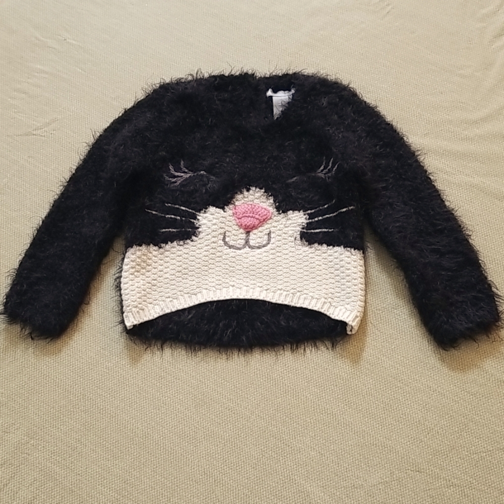 Cozy Black and White Kids Cat Sweater 🐾